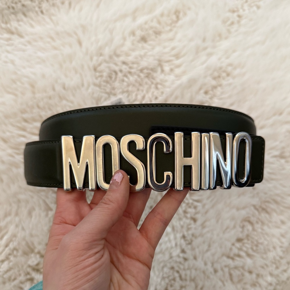 Green Leather Moschino Belt